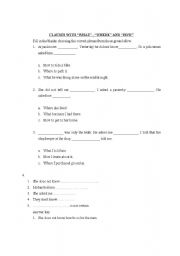 English worksheet: material on clauses