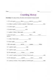 English Worksheet: Counting Money