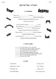 English Worksheet: Waving Flag - Song