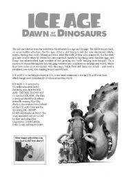 English Worksheet: Ice Age Dawn of the Dinosaurs ADJECTIVES