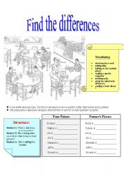 English Worksheet: Find the differences-present continous Student A