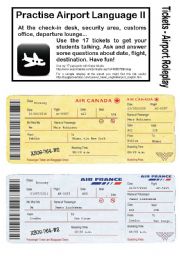 No.2 - AIRPORT/HOLIDAY LANGUAGE GAME- 17 Tickets - Roleplay - Practise speaking at check-in, customs, waiting area