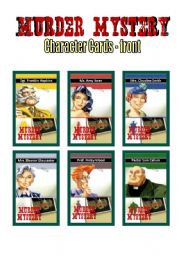 2 of 2 MURDER MYSTERY - Boardgame - Roleplay practise speaking - Character Cards, Room Cards, Weapon Cards, INSTRUCTION - 6 PAGES