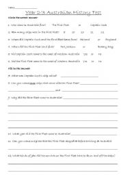 English worksheet: Australian History Test 