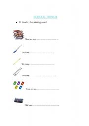 English worksheet: School things