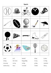 English Worksheet: sports cards