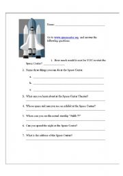 English Worksheet: Space Center webquest