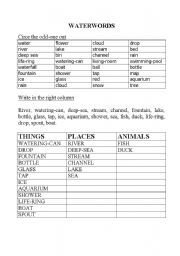 English Worksheet: WATER WORDS