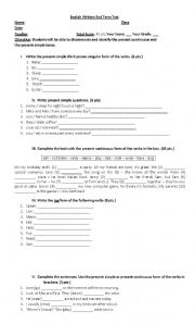 English Worksheet: Present Simple Vs Present Continuous