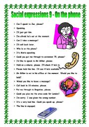 English Worksheet: Social expressions 9 - on the phone