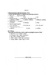 English worksheet: Test 6