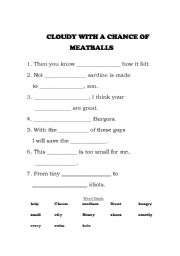 Cloudy with a chance of meatballs worksheet