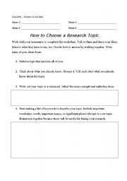 research a topic worksheet
