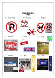 English Worksheet: Signs around the city