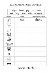English Worksheet: Long and short vowels