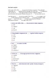 English worksheet: reading comprehension, simple past