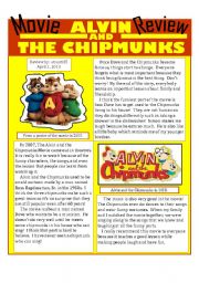 English Worksheet: Movie Review: Alvin and the Chipmunks + questions