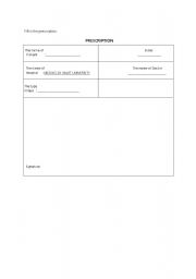 English Worksheet: Prescription