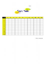 English worksheet: time table