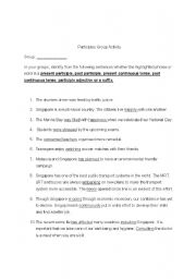 English Worksheet: Participles group activity