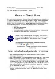 English worksheet: Genre Assignment - Yr 9 14-16yrs