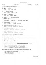English Worksheet: exam for elementaries