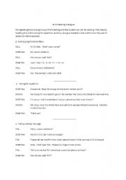 English Worksheet: First Lesson Dialogs