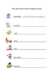 English Worksheet: What are they doing
