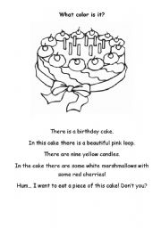 English Worksheet: What color is this cake?