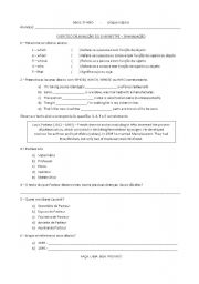 English Worksheet: Avaliao do 1 Bimestre - Relative Pronouns e Texto para Interpretao