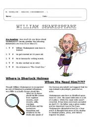 4 pg, Reading Comprehension: Shakespeare