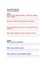 English Worksheet: Conversation class