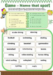 Name That Sport Game 3 3 Esl Worksheet By Timar Marika