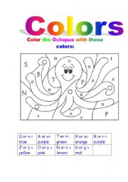color the octopus esl worksheet by jupink