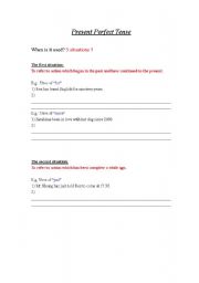 English Worksheet: Present perfect tense and its indicator