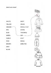 English Worksheet: clothes-match and colour