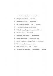 English worksheet: preposition worksheet