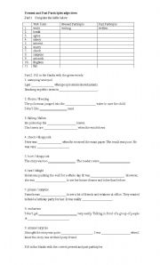 English Worksheet: Present and Past participles