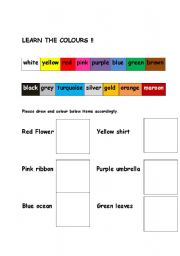 English worksheet: Learn The Colours