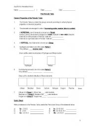 English Worksheet: periodic table