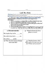 English worksheet: Leaf Me Alone