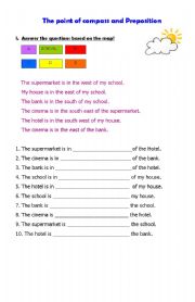 English worksheet: The Point of Compass and Preposition