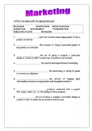 Business worksheets: MARKETING (Essential vocabulary + Answer key)