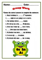 Preposition of time with Mr. Frog