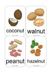 English Worksheet: Fruit / Vegetable Flashcards (Nuts & Berries) (12 cards)