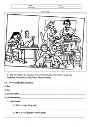 English Worksheet: What are they doing at home?