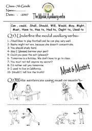 English Worksheet: modals