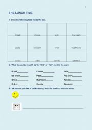English worksheet: THE LUNCH BOX