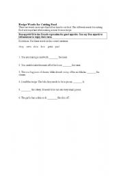 English Worksheet: Recipe Words for Cutting Food