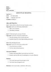English Worksheet: 8th grade reading lesson plan 